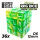 36x Dadi D6 12mm - Verde/Giallo Trasparente